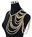 JoJo & Lin Gold Tone Harness Multilayer Body Chain with Beads Necklace Love Rocks Shoulder Drape