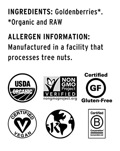 Essential Living Foods Organic Goldenberries, Dried, Highest Quality, Single Origin, Vegan, Superfood, Non-GMO, Gluten-Free, Kosher, 6 Ounce Resealable Bag