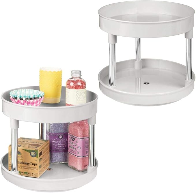 mDesign Set of 2 Lazy Susan Spice Rack 2Tier Kitchen Storage Unit