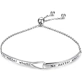 Sterling Silver Engraved Inspirational Adjustable Infinity Bracelet Graduation Gift for Mother Sister Best Friend Jewelry for Women