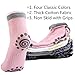 4 Pairs Non Slip Skid Yoga Pilates Socks with Grips Barre Cotton for Women (Pink, Black, White, Grey)
