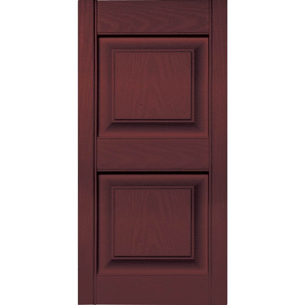 12 in. Vinyl Raised Panel Shutters in Bordeaux Set of 2 (12 in. W x 1 in. D x 55