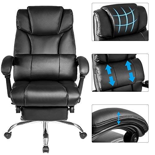 Merax Portland Technical Leather Big & Tall Executive Recliner Napping - Black