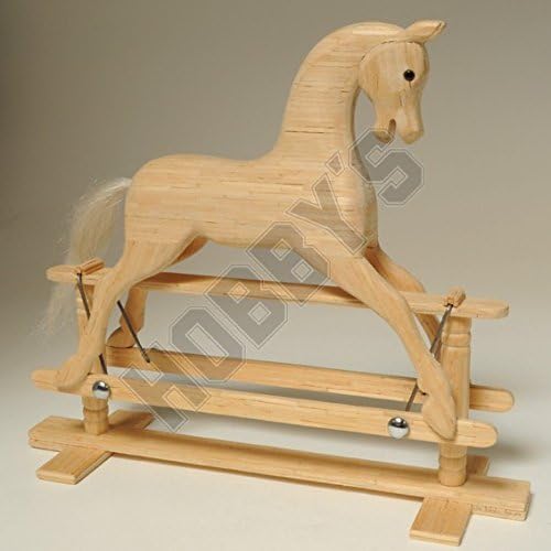 Rocking Horse Miniature Matchstick Model Craft kit by Hobby's, Brown, Silver/Grey, Small