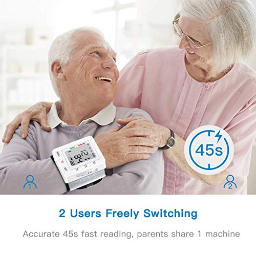 Hermano Digital Wrist Blood Pressure Monitor Automatic Heart Rate Detection Heartbeat BP Monitor Large LCD Display Portable Case for Home Use - Thumbnail 3