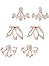 Maxdot 3 Pairs 3 styles Lotus Flower Earrings Simple Ear Stud Earrings for Women (Rose Gold)