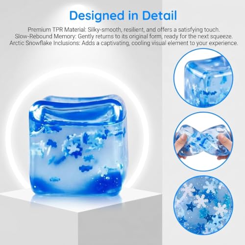 SLEEPHEAD®1Pcs Stress Cube Bulk Slow Rising Ice Cube Stress Balls for Adult Sensory Squeeze Cubes Birthday Gifts for Anxiety Relief Party Favors Prizes (Blue,5.5CM)