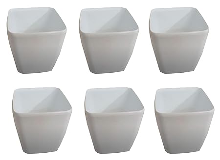 CAPPL Plastic Square Planters (Pack of 6) (White)