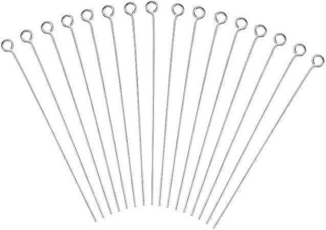Amazon Com Danlingjewelry Approx 100 Pcs 304 Stainless Steel Head Pins 24 Gauge Eye Pins For Jewelry Making Approx 50mm Long Pin 0 6mm Hole 2mm Arts Crafts Sewing