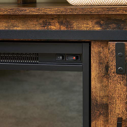 VASAGLE TV with Fireplace, TV Stand for TVs up to 60 Inches, with Barn Doors, Adjustable