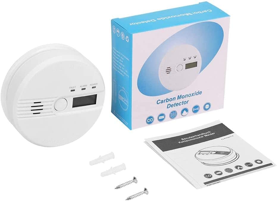 Kohlenmonoxid Warnmelder LCD Anzeige CO Melder 85Db Alarm Kohlenmonoxidsensor Kohlenmonoxid Melder mit Prüftaste Batteriebetrieb(ohne Batterien) GAS-96776 6