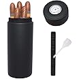 AMANCY Effective Black Leather Giftable Cigar Cylinder Humidor For 5 Cigars, Travel Cigar Case with Outside Hygrometer, Cedar Wood Lined Portable leather Cigars Humidor.