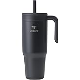 REDUCE Chiller Vacuum Insulated 40 oz Tumbler with Spill-Proof Silicone Straw - Sustainable Tritan Lid with Water Intake Markers - Soft Sit Base Travel Mug - Dishwasher Safe - Phantom