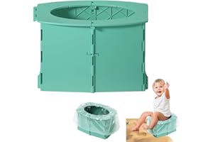 SJDHAHC Portable Toddler Potty Seat for Travel - Foldable On-the-Go Toilet for Kids with Leak-Proof Design & 10 Cleaning Bags | Baby Potty Training Essentials for Car, Camping, Outdoor (Green)