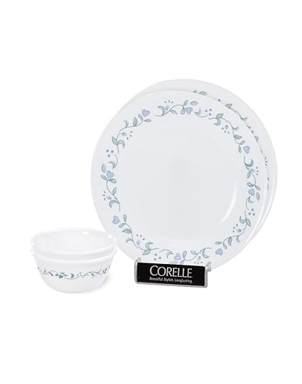 Corelle Country Cottage Bachelor Glass Dinner Set, 4-Pieces, Green