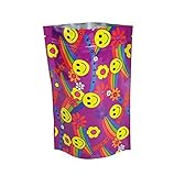 (50) Mylar Purple Rainbow Smiley Bags 5 mil - 6