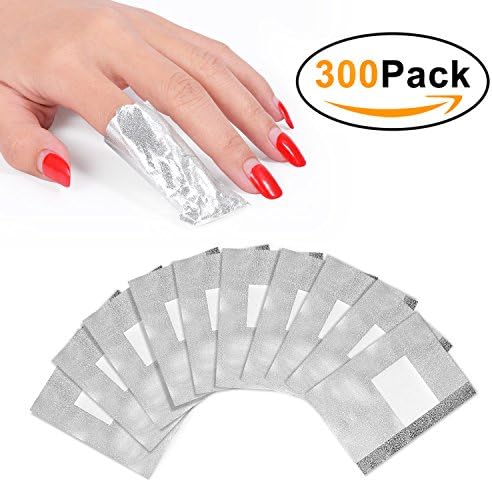 Ameauty Tin Foil and Cotton Pad Nail Polish Remover, Soak Off Gel Foils Nail Wraps with Cotton Pad (300 Pcs)