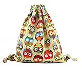 iSuperb Canvas Drawstring Backpack bag Sack bag Stylish Lightweight Cute for Excursion Outdoor 16.1x13.4 inches Christmas Gift