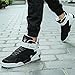 QANSI Men's Classic Leather High Top Lace Up Sneakers Sports Shoes Black/White 10.5 M US