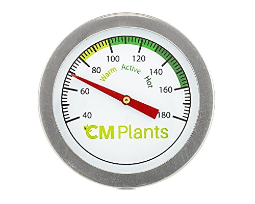 CM Plants Compost Thermometer - Quality Stainless Steel Bimetal Thermometer for Backyard Composting - 2 Inch Diameter Fahrenheit Dial, 20 Inch Temperature Probe