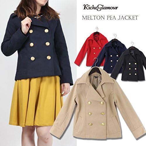 Amazon メルトン 金ボタン Pジャケット レディース Mサイズ ネイビー コート ジャケット 通販
