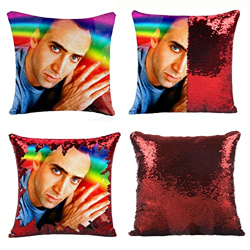nic cage sequin pillow
