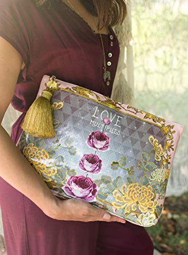 Papaya: Large Tassel Pouch, Artistic Cosmetic Bag, Carry-All Travel Clutch (Love Multiplies)