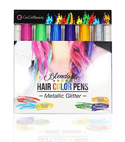 Hair Chalk - Metallic Glitter Temporary Hair Chalk, 6 Color Pen Hair Chalk Set, Hair Color Dye for 2-3 Days, Works on All Types of Hair Color, sexy color, Permanent