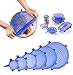 Lanting 6 Pcs Stretchable Food Saver Dishwasher and Freezer, Bowl Covers Reusable, Blue Silicone Stretch Lids