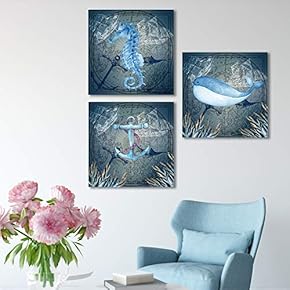 3 Panel Nautical Map Pictures Home Wall for...