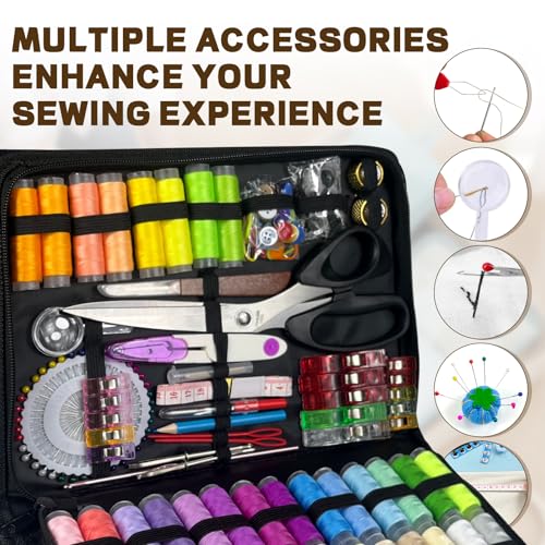 Sewing Kit with Accessories, 305 Piece Large Professional Sewing Kit, Including Sewing Machine Accessories with 56 Thread Spools, Scissors and Accessories