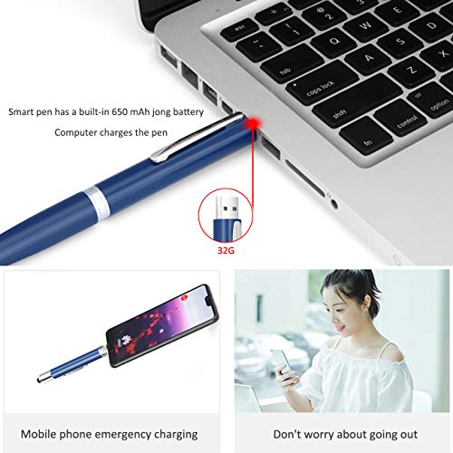 The perseids 5 in 1 Multifunction Pen, Writing Ballpoint Pen with Stylus, USB 32GB Flash Drive, Touch Pen Built-in Cable Compatible with Type C Devices, Business Gift for Men Women Blue