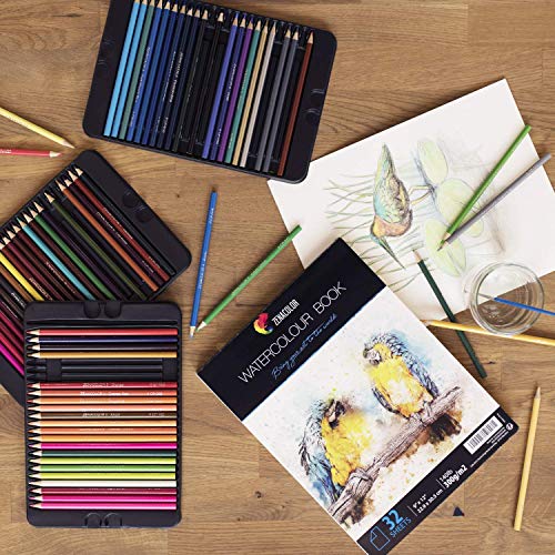 ⭐ 64 Pages Watercolor Paper Pad, 9" x 12", for Watercolor Paint and Watercolor Pencils - 2 x 32 White Sheets 140lb/300 g - Pack of 2 Water Color Drawing Pad and Paint Paper Sketchbook for Art - Thumbnail 3