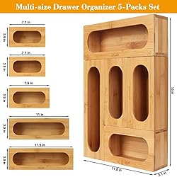 Bamboo Ziplock Bag Organizer For Drawer, Food