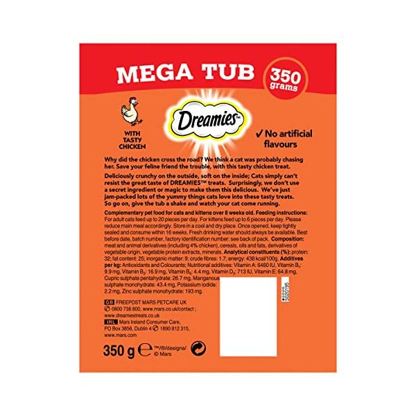 Dreamies-Cat-Treats-Tasty-Snacks-with-Delicious-Chicken-2-Tubs-of-350-g Dreamies Cat Treats Chicken 350g (pack of 2)