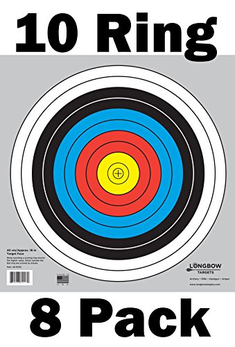 Archery 40cm & 80cm Targets by Longbow (8 Pack, 40cm/approx 17" (10 Ring))