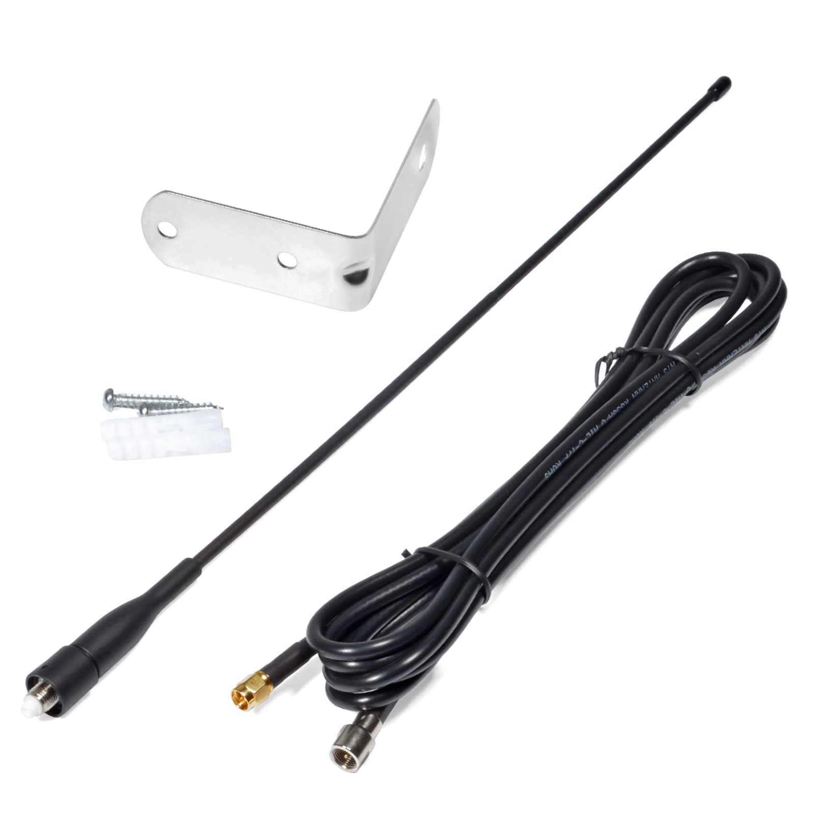 HYS 433Mhz Aerial 2.5dbi Omni 39CM(1.28ft) Antenna with 3M(9.8ft) RG58 Coaxial Cable SMA Male Plug and Mounting Bracket