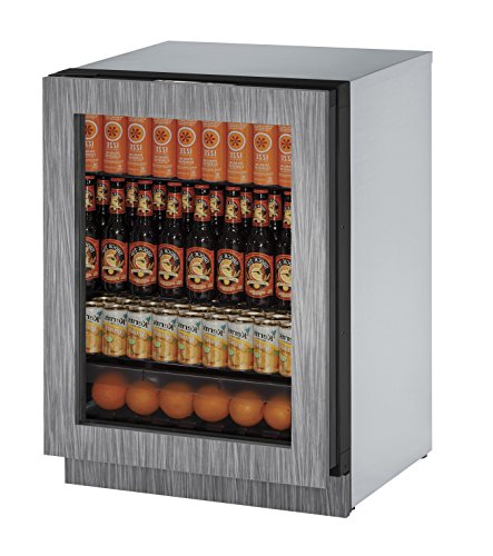 Click Here to See More Images U-Line U-3024RGLINT-01A 24 Inch Under Counter Glass Door Refrigerator, Frame Panel Ready, Left Hand Hinge (Certified Refurbished)
