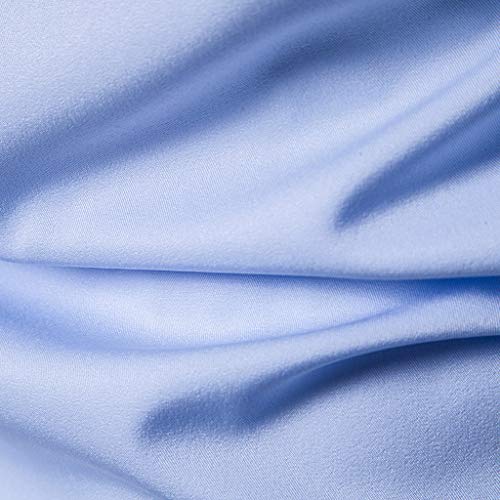 KLGDA Mens Long Sleeve Shirt Cotton Linen Beach Yoga Loose Fit V-Neck Tops Blouse Blue