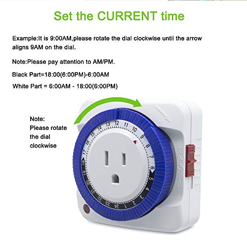 image for 24 Hour Plug-in Electric Mechanical Outlet Timer 3 Prong Grounded, CF 