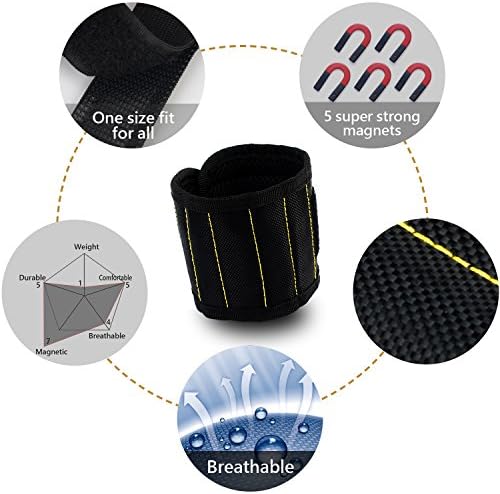 Puren Magnetic Wristbands, 5 Strong Magnets in Wristband Holding Tools Firmly