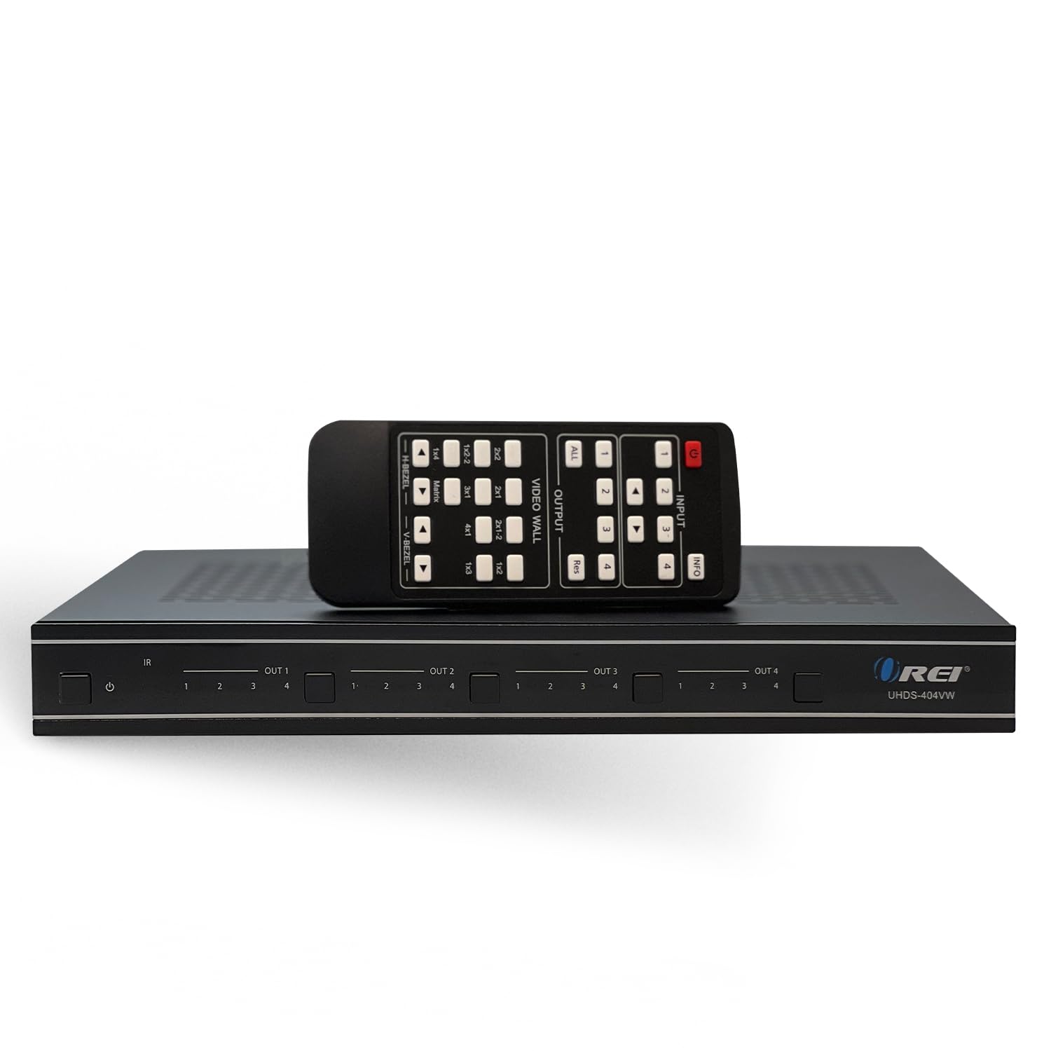 OREI Conmutador de matriz HDMI 4K 4x4 y controlador de pared de vídeo, pantalla dividida UHD 2x2/1x4/4x1, 4K@60Hz 4:4:4, HDMI 2.0 HDCP 2.2, remoto (UHDS-404VW)