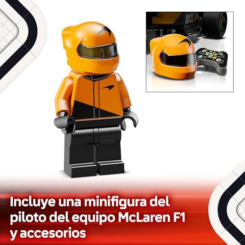 Speed Champions Coche de Carreras McLaren F1 Team MCL38 Vehículo de Fórmula 1 de Juguete, Maqueta de Construcción con 1 Minifigura de Piloto, Regalo para Niños y Niñas de 10 Años o Más 77251