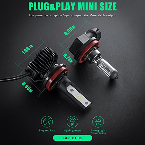 image for H11/H8/H16 LED Fog Light Bulbs， Marsauto G2 Series Bright LED Foglig
