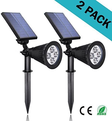 GMFive [Upgraded 2 in 1 Installation] 2Pack Solar Super Bright Outdoor LED Spotlight for Patio,Landscape, Garden, Driveway, Yard, Lawn, Accents, Security Lighting, Pool Area, Etc.