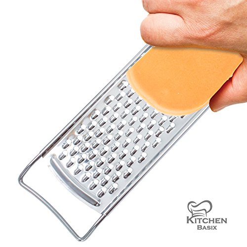 KitchenBasix Cheese Grater & Shredder - Stainless Steel - Razor Sharp Blades - Medium Shred - Ideal Hand Grater for Hard Fruit, Root Vegetables, Nuts, Parmesan Cheese & More!