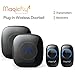 Magicfly Expandable Wireless Doorbell Kit Operating at 1000 ft Range with Over 50 Chimes Doorbell Chime Alert System [2 Remote Button Transmitter & 2 Plugin Receiver], Black