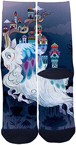 VarClouds Men's Women's Custom Fantasy Creatures and Castles Creative Casual Fashion Crew Socks Black