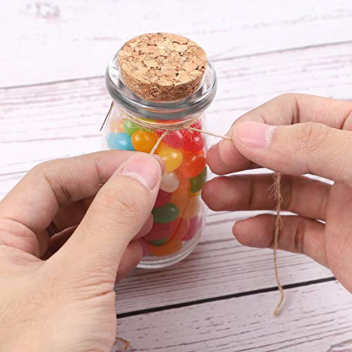 24pcs 100ml Milk Glass Bottles Glass Favors Jars Vintage Milk Bottles with Cork Lids 30pcs Cards 20 Meters Hemp Rope Wedding Party Decoration