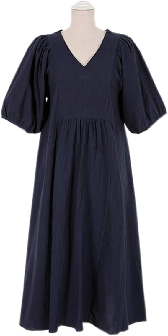 Amazon Co Jp ネイビー マタニティ ワンピース パフスリーブ ボリュームスリーブ エレガント ティアードワンピ 部屋着 シンプル 春 夏 春夏 ロング 黒 ルームウェア ワンピ 産前産後両用 プレゼント 出産祝い ママ 服 ファッション小物